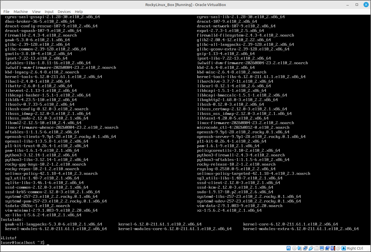 Actualització de Rocky Linux