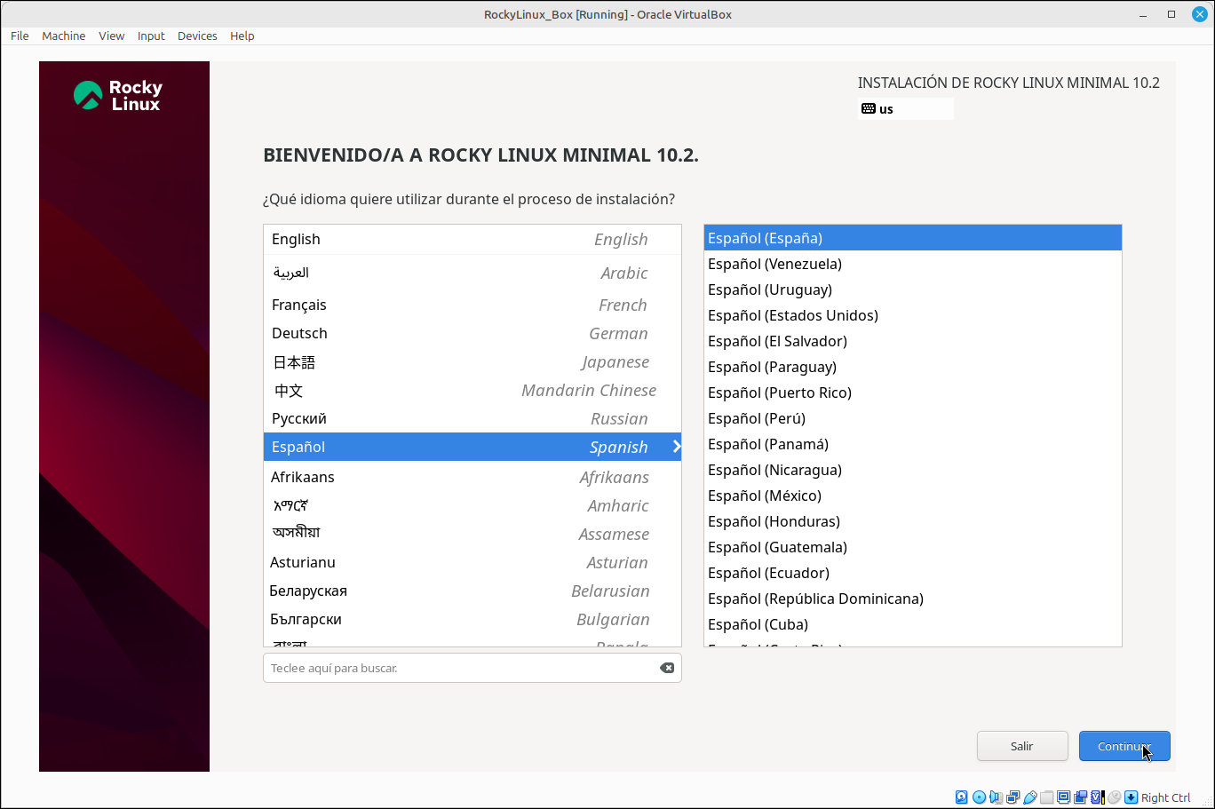Selecció de l'idioma