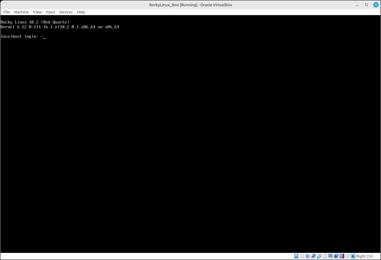 Accés a la consola de Rocky Linux