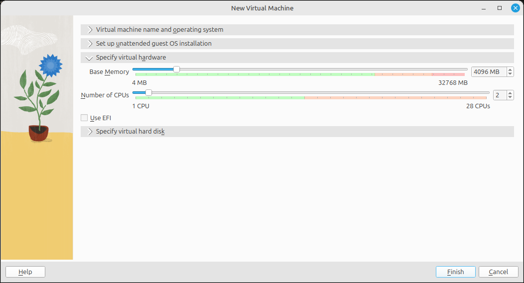 Configuració de RAM i vCPUs